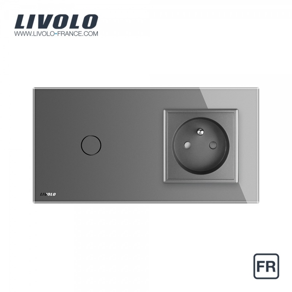 LIVOLO VL-C7C1EU-12 Presa Elettrica Interna - Design Moderno, Colore Nero, 16A/250V