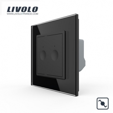 Double interrupteur tactile va et vient 2 boutons + plaque noir