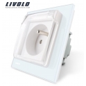 Prise de courant standard Livolo française 16A, panneau en verre cristal blanc