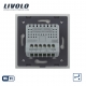 Interrupteur va et vient tactile intelligent Livolo WiFi avec panneau en verre  sans fil & neutre unipolaire, 2 boutons  gris
