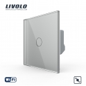 Interrupteur va et vient tactile intelligent Livolo WiFi avec panneau en verre  sans fil  neutre unipolaire, 2 bonton  gris