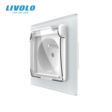 Prise de courant standard Livolo française 16A, panneau en verre cristal blanc
