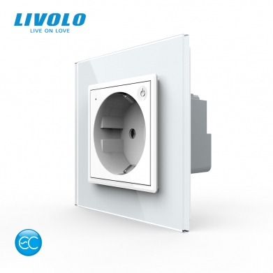 Prise tactile connect&eacute;e &ndash; verre tremp&eacute; &ndash; LIVOLO &ndash; design premium blanche