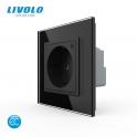 Prise tactile connect&eacute;e &ndash; verre tremp&eacute; &ndash; LIVOLO &ndash; design premium Noir