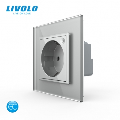 Prise tactile connect&eacute;e &ndash; verre tremp&eacute; &ndash; LIVOLO &ndash; design premium blanche