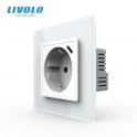 Prise murale avec USB &ndash; verre tremp&eacute; blanc &ndash; LIVOLO &ndash; design premium
