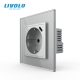 Prise murale avec USB – verre trempé gris – LIVOLO – design premium